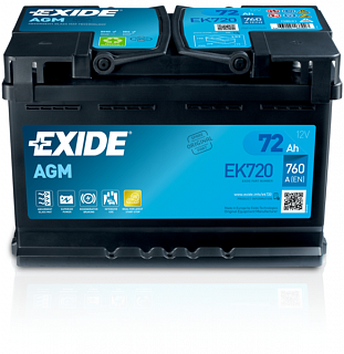 Exide AGM 12V 72Ah 760A EK720